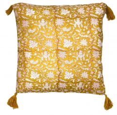 Cushion blockprint yellow Dhan-8