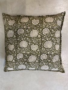 Handblock printed organic cushion JA2320