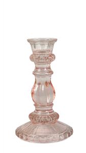 Candleholder glass light pink S WEL046