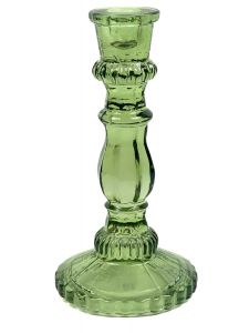 Candleholder glass olive green WEL041