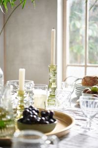 Candleholder glass olive green WEL041