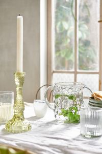Candleholder glass olive green WEL044