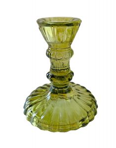Candleholder glass olive green WEL130